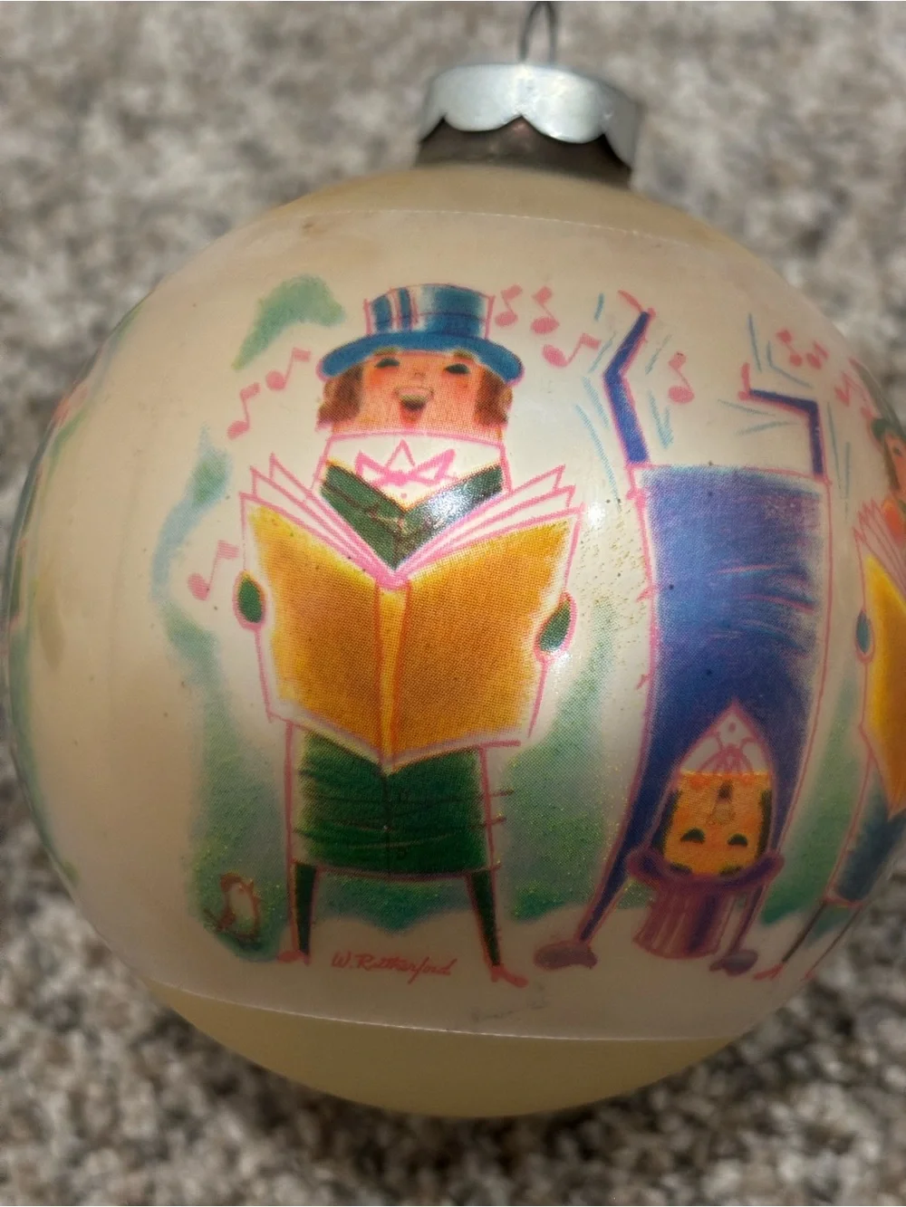Vintage Corning Glass Works Christmas Ornament Art by W. Rutherford USA Made